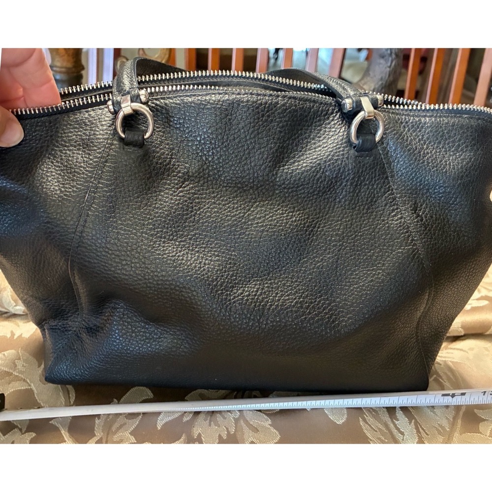 Coach Prairie Satchel Black Pebbled Leather Handbag 79997 Silver Hardware - Picture 2 of 9
